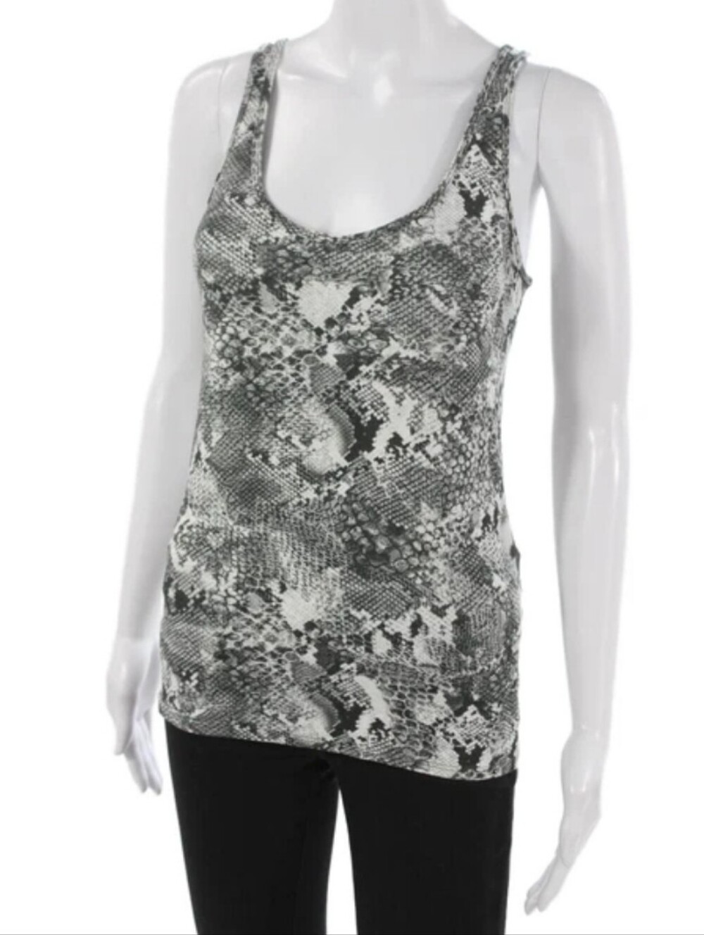 Enza Costa Tank Top, Size Small, Snakeskin Print, Gray Black